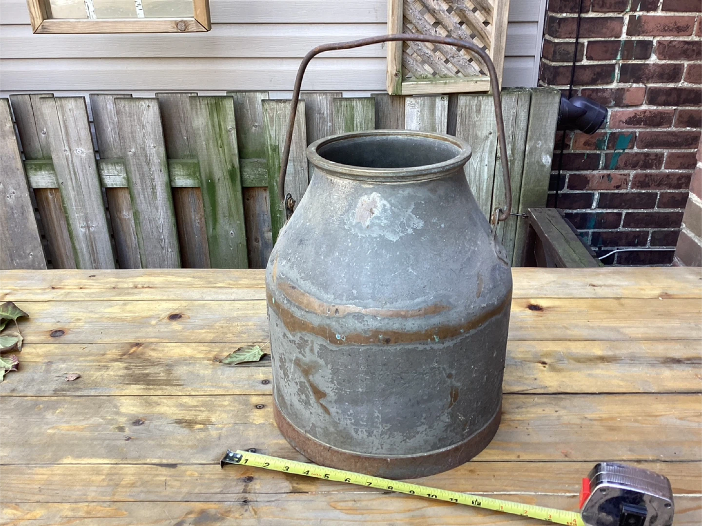 Antique Copper Milk Pail/Jug Brass Top Ring ! - photo 4
