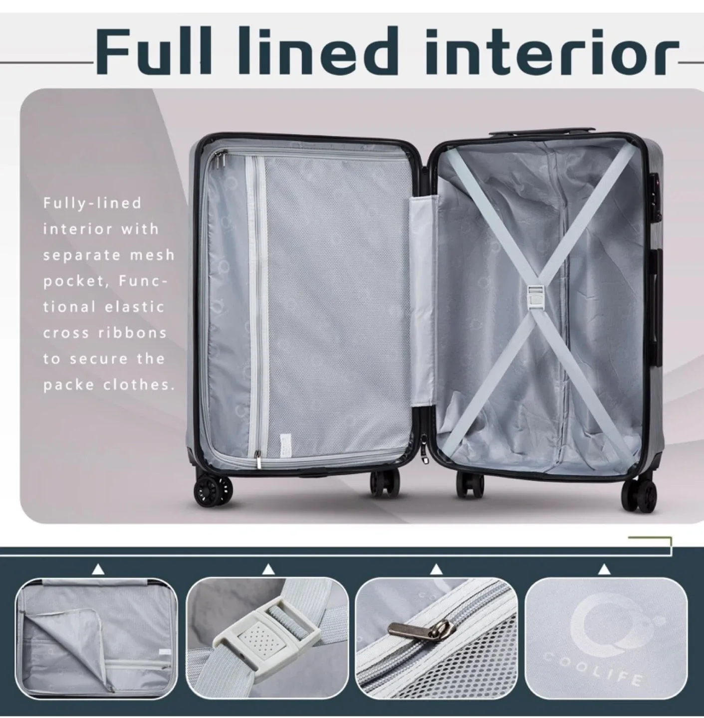 New Coolife Luggage Suitcase 20” and 24” image indicator(7)