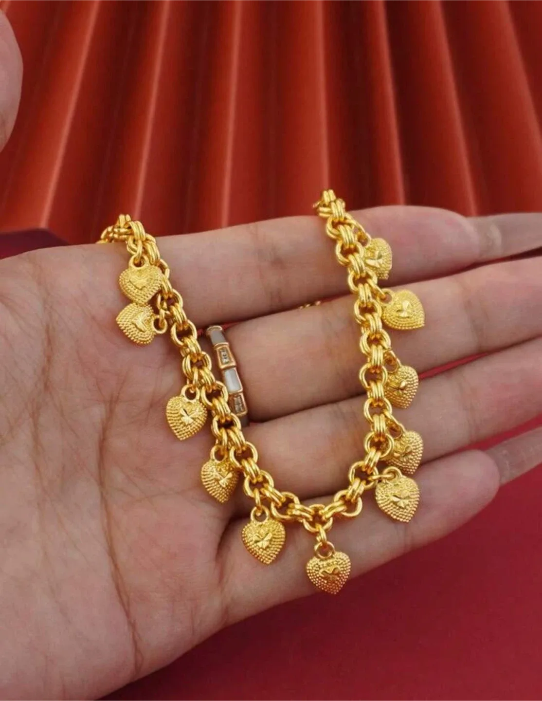 Gold Heart Charm Bracelet