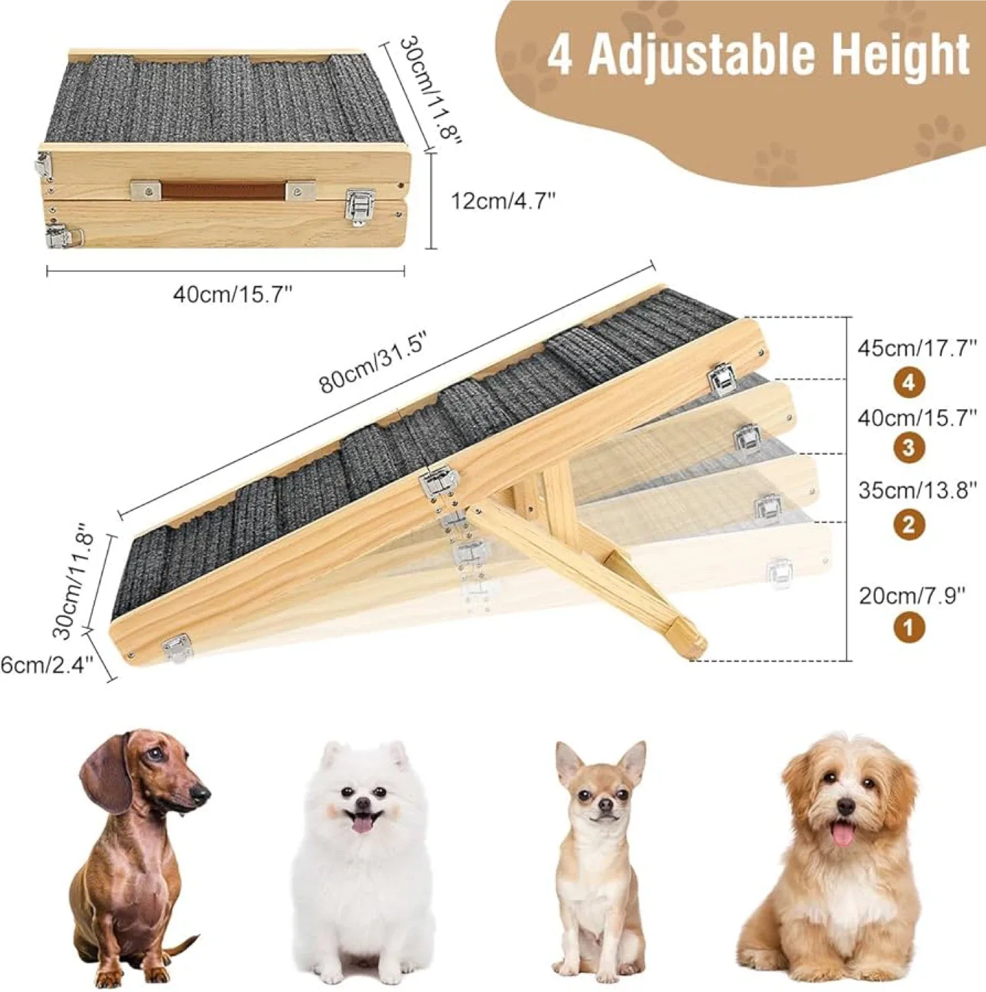 Folding Wooden Pet Ramp - Portable Dog/Cat Ramp image indicator(6)