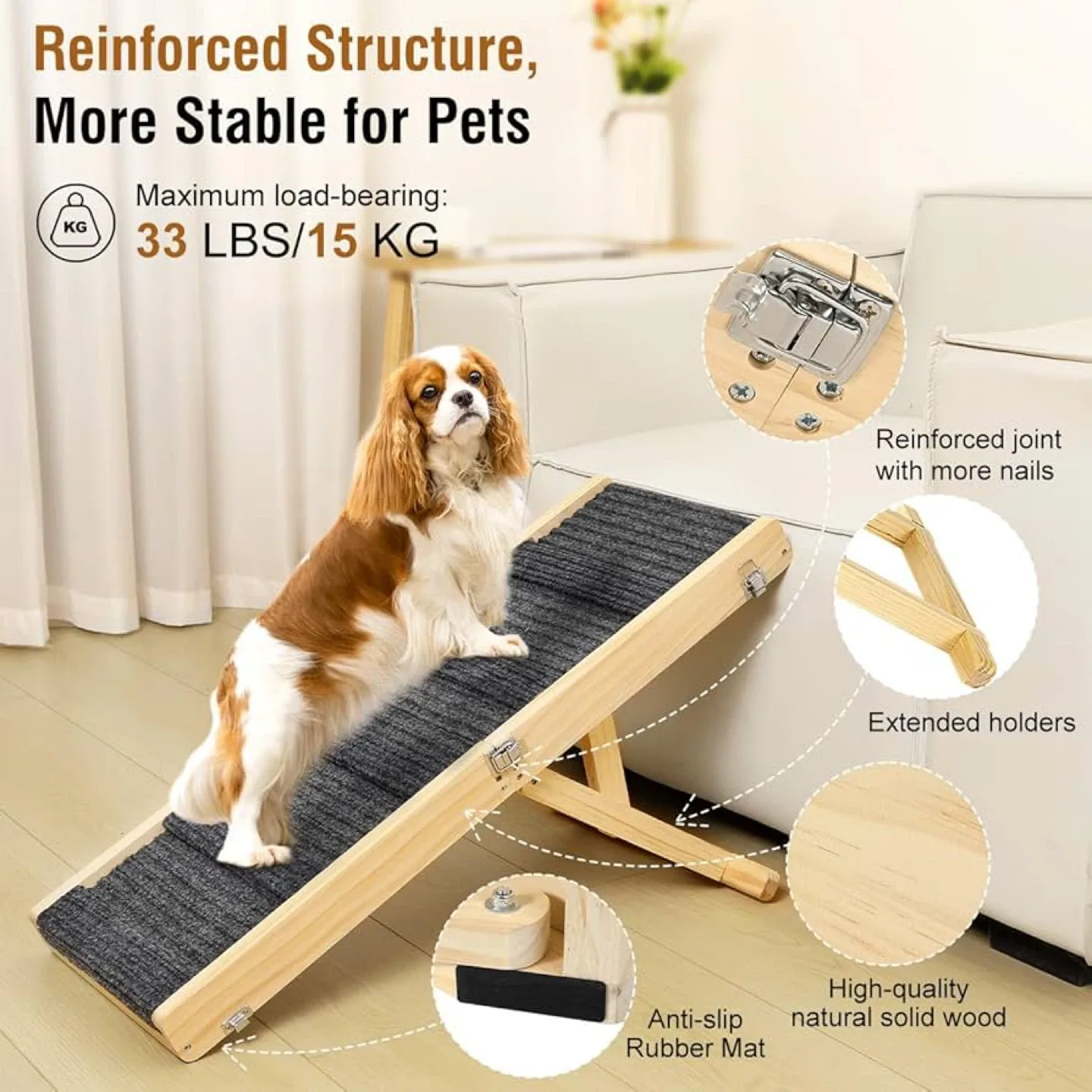 Folding Wooden Pet Ramp - Portable Dog/Cat Ramp image indicator(7)