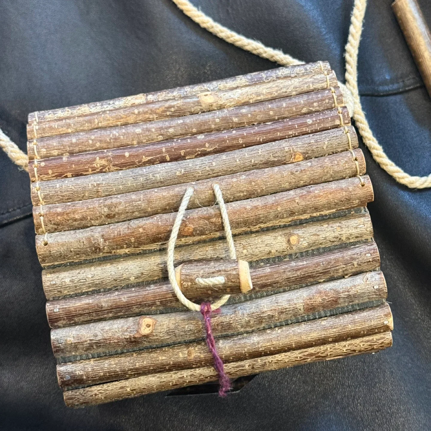 Handmade Wooden Purse with Rope Strap image indicator(2)