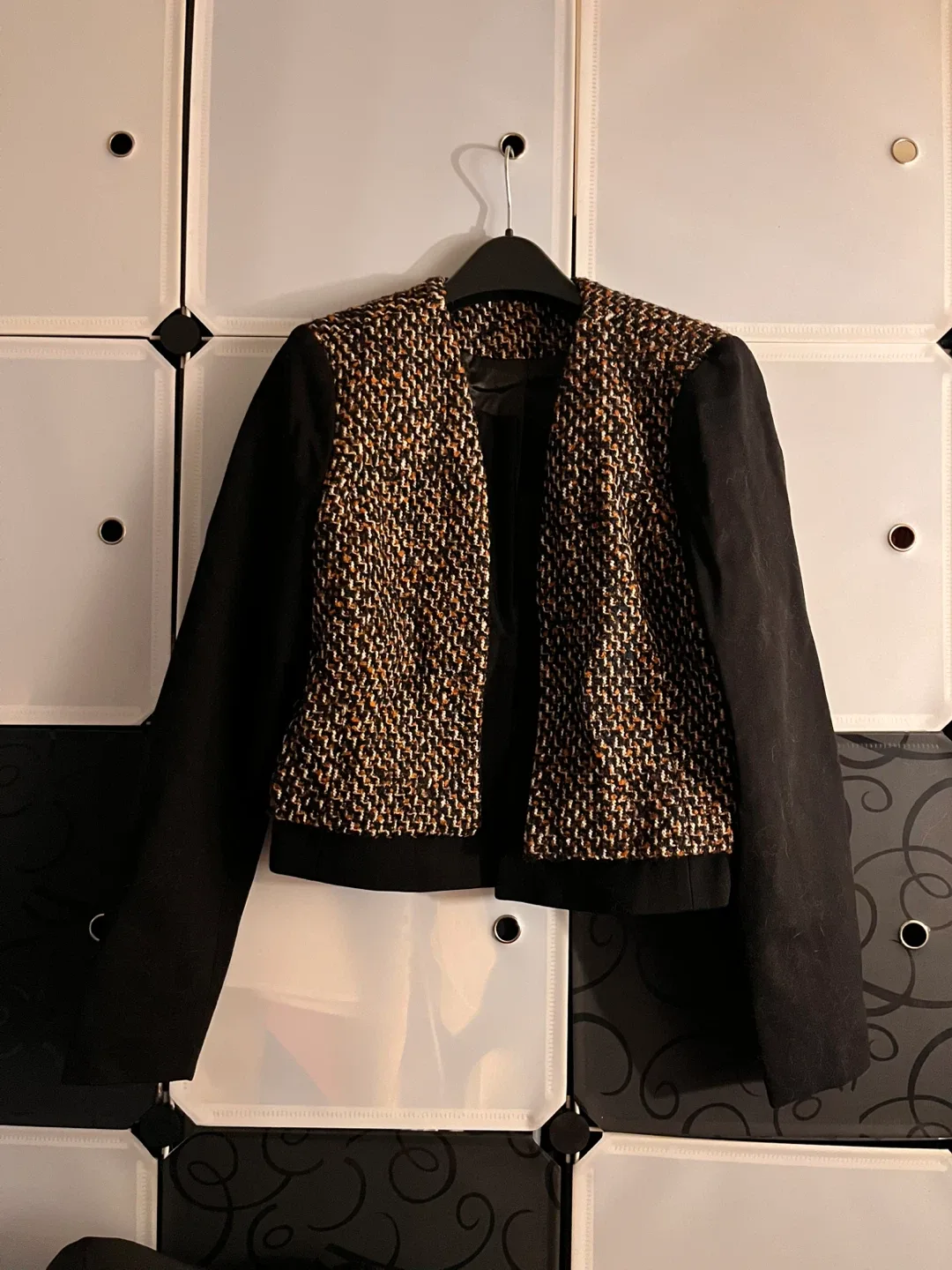 Tweed Blazer with Black Sleeves