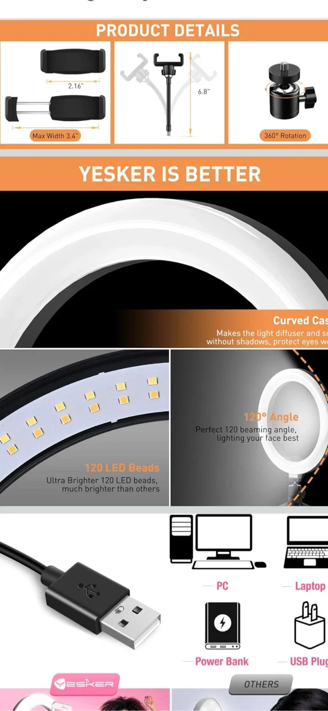Yesker Ring Light with Tripod Stand image indicator(5)