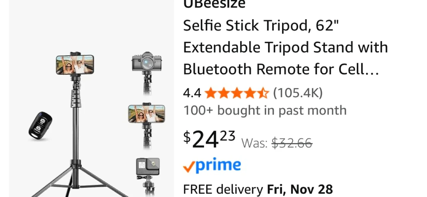UBeesize Selfie Stick Tripod 62" image indicator(3)