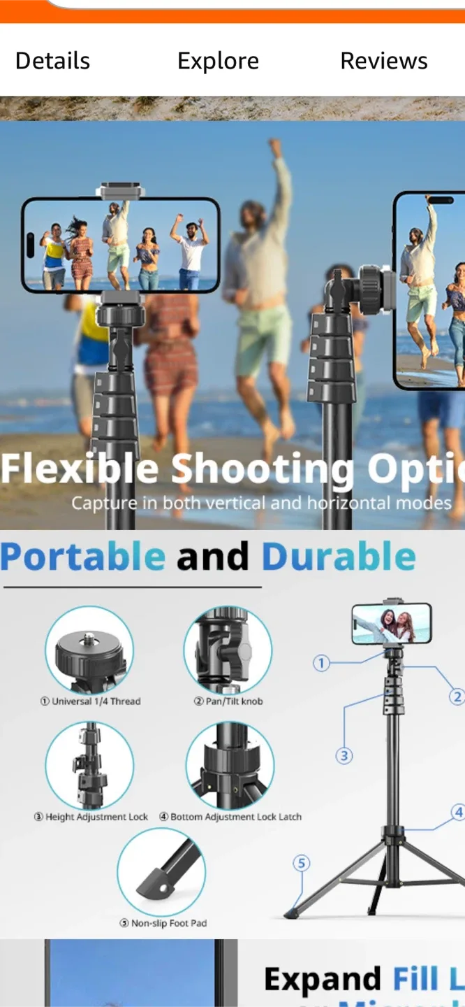 UBeesize Selfie Stick Tripod 62" image indicator(5)