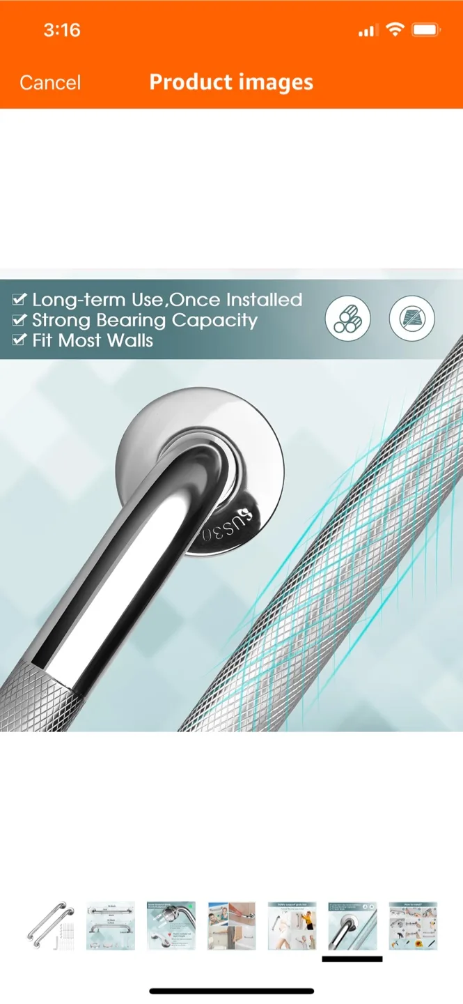 Anti-Slip Bathroom Grab Bar, 16 Inch 2pcs image indicator(6)