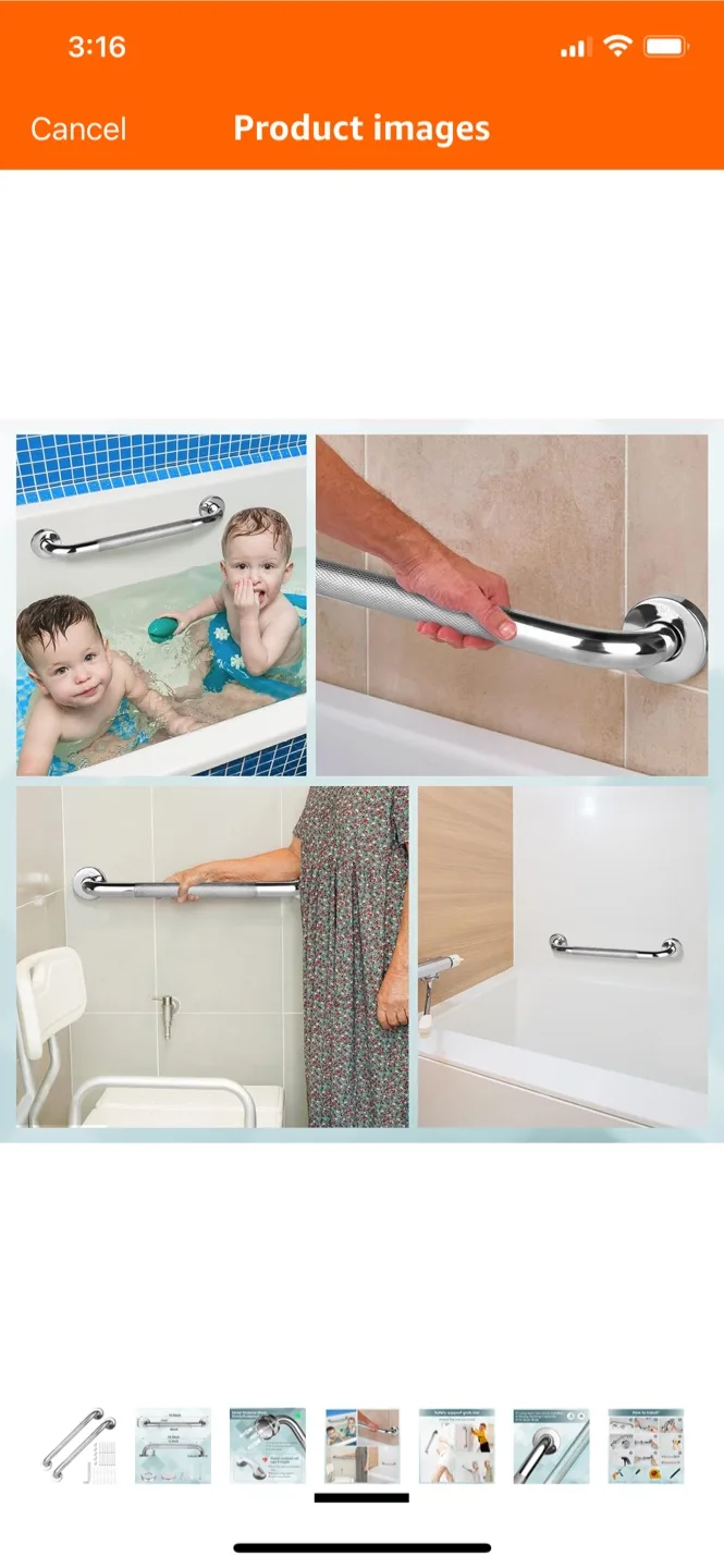 Anti-Slip Bathroom Grab Bar, 16 Inch 2pcs image indicator(4)