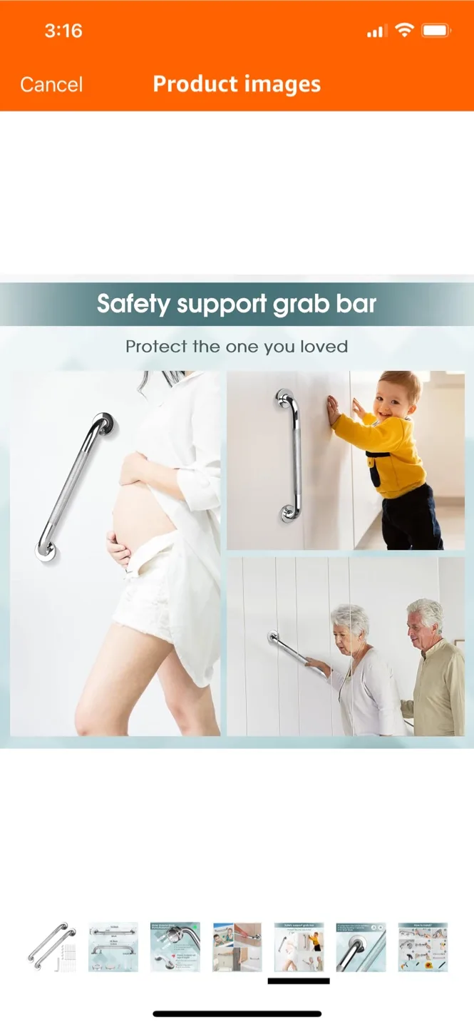 Anti-Slip Bathroom Grab Bar, 16 Inch 2pcs image indicator(5)