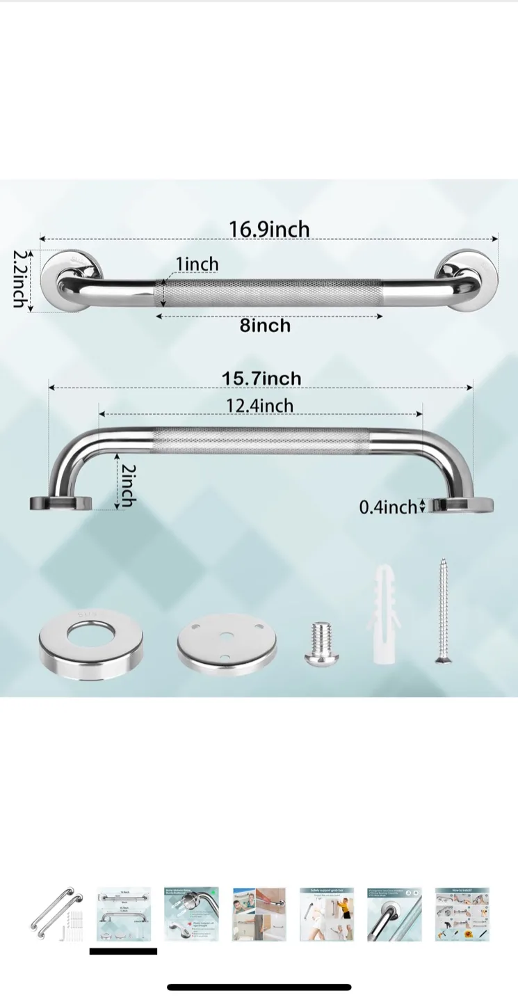 Anti-Slip Bathroom Grab Bar, 16 Inch 2pcs image indicator(2)