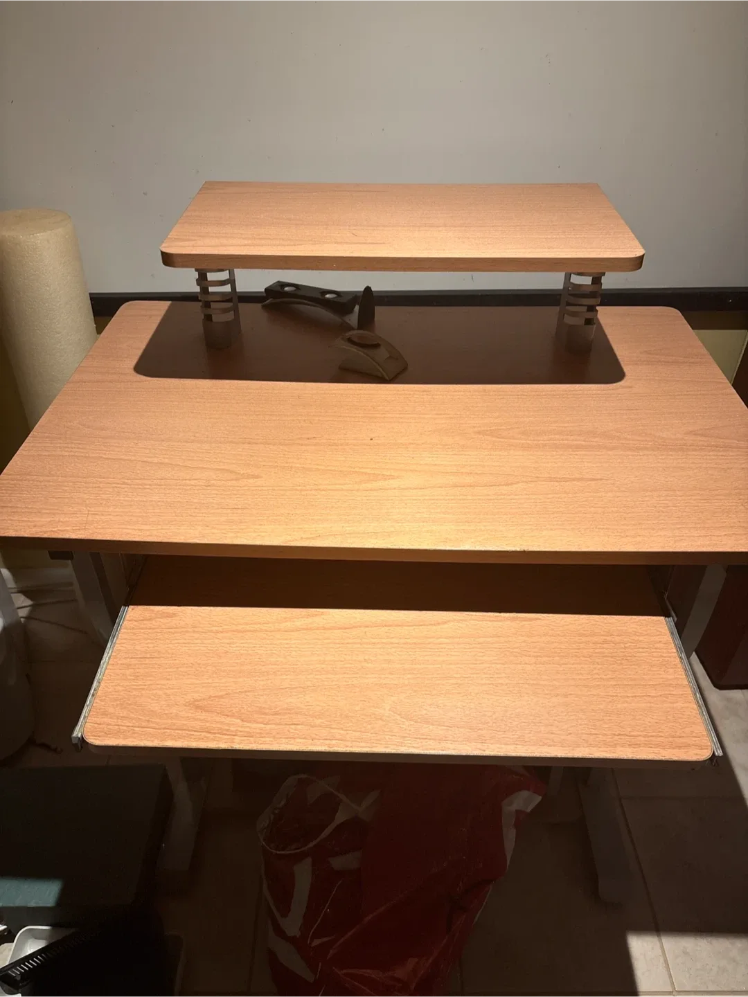 Wooden Standing Desk with Keyboard Tray