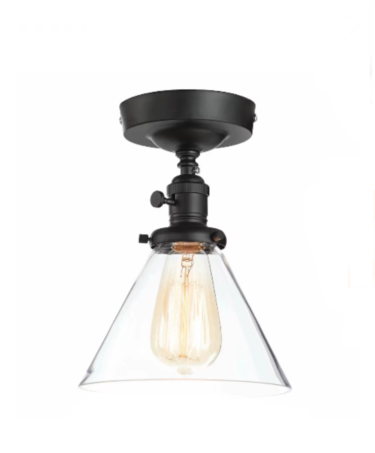 Like New Semi Flush Mount Light w/ Glass Shade - photo 3