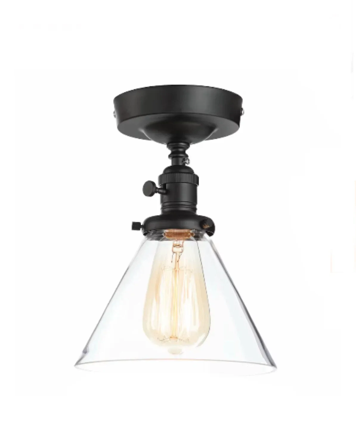 Like New Semi Flush Mount Light w/ Glass Shade image indicator(3)