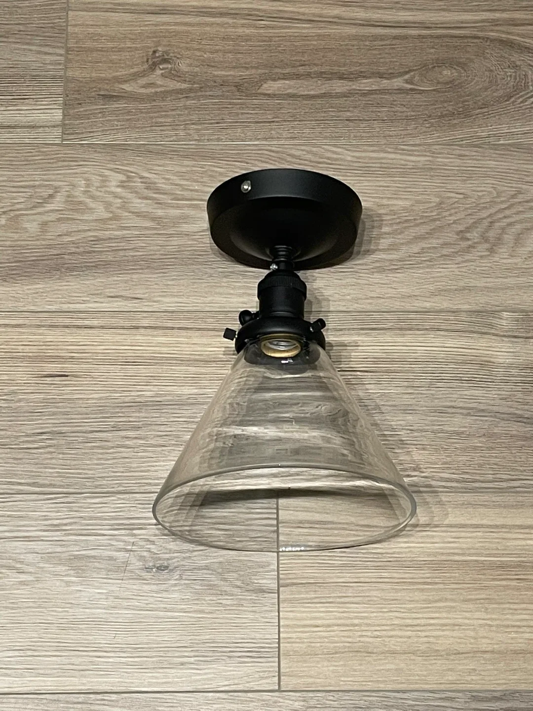 Like New Semi Flush Mount Light w/ Glass Shade