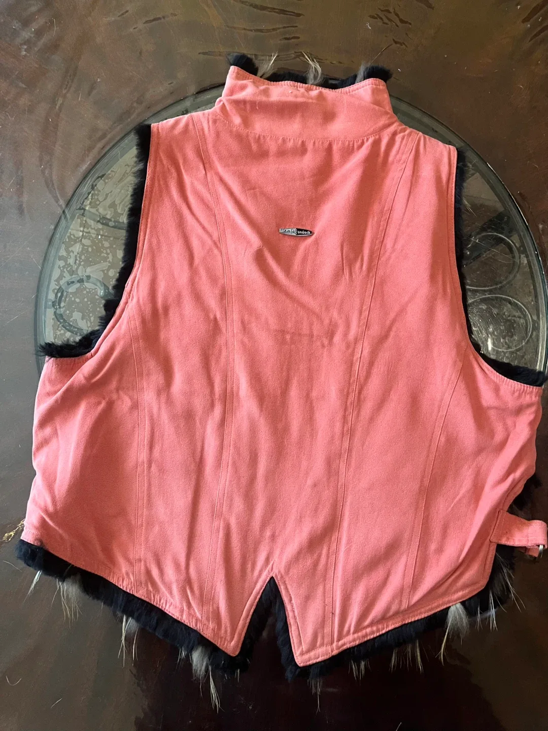 Vintage Fur Vest Reversible Peach Suede Large image indicator(5)