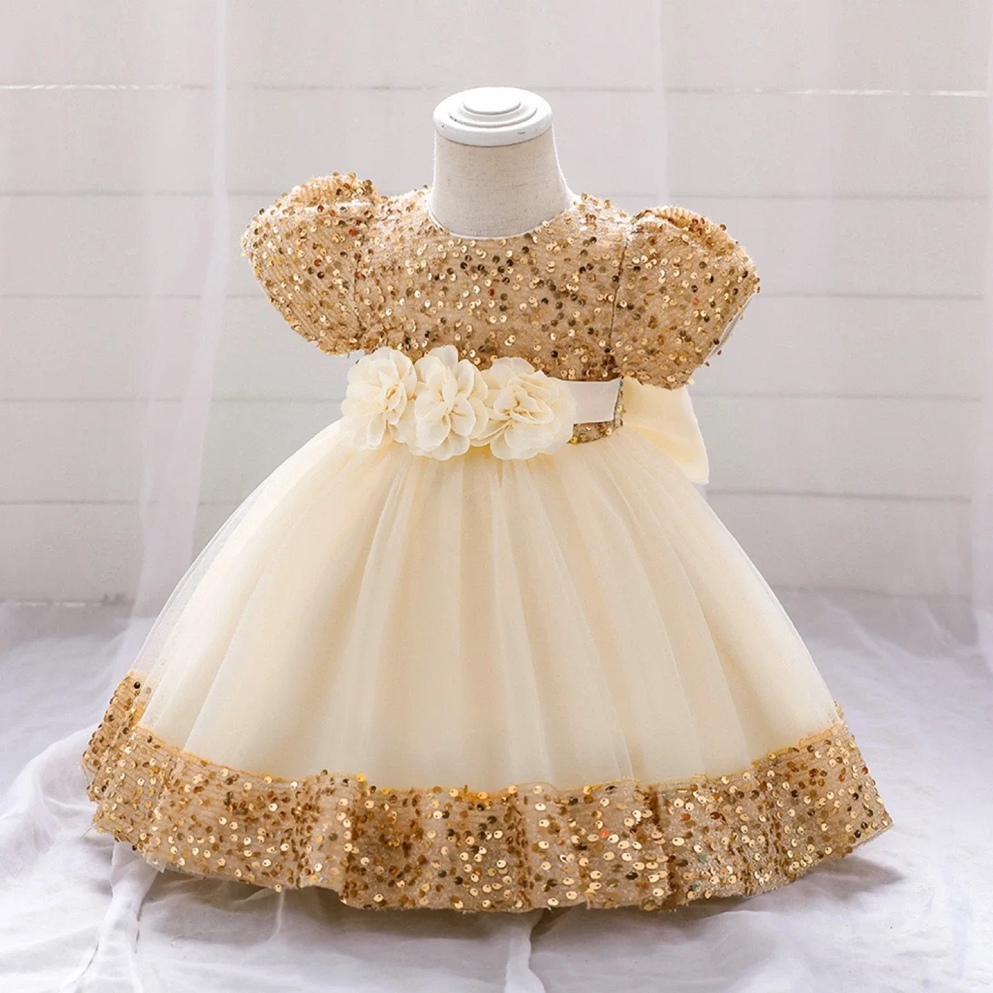 Gold Sequin Baby Dress 100cm image indicator(3)