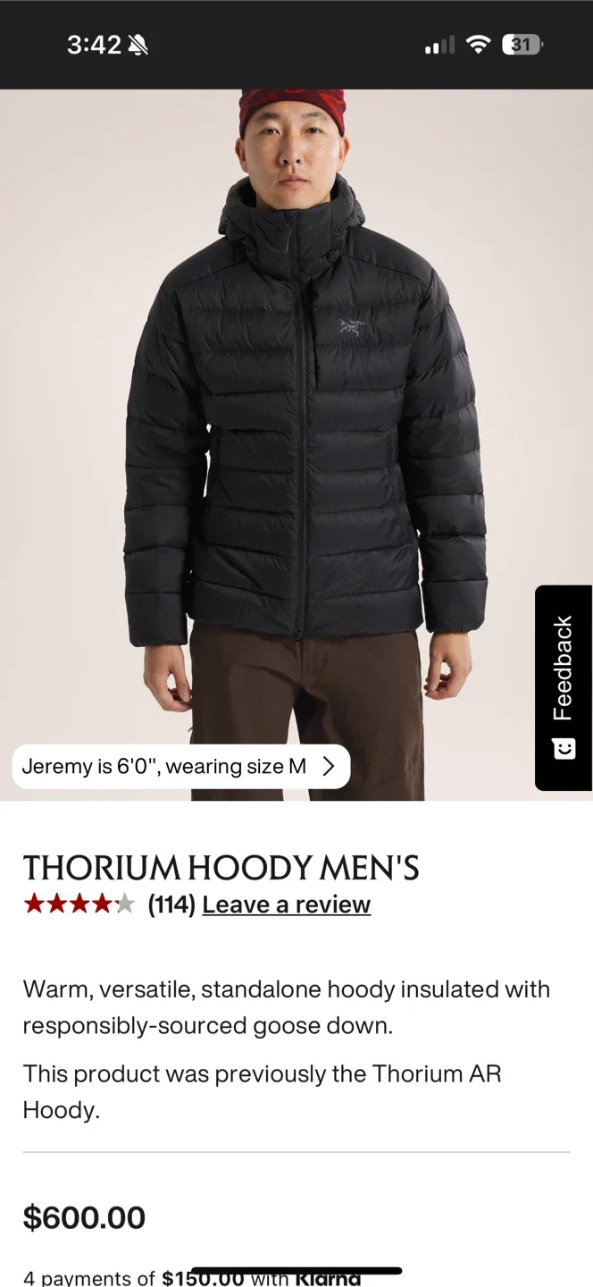 Arc'teryx Puffer Jacket - Size M