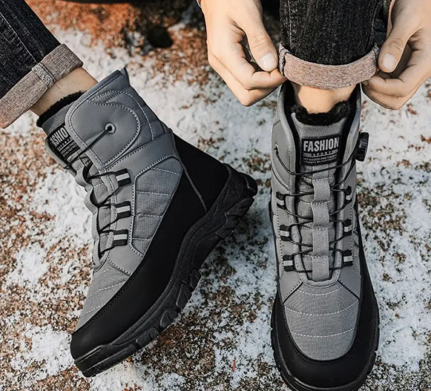 Grey Fashion Winter Boots