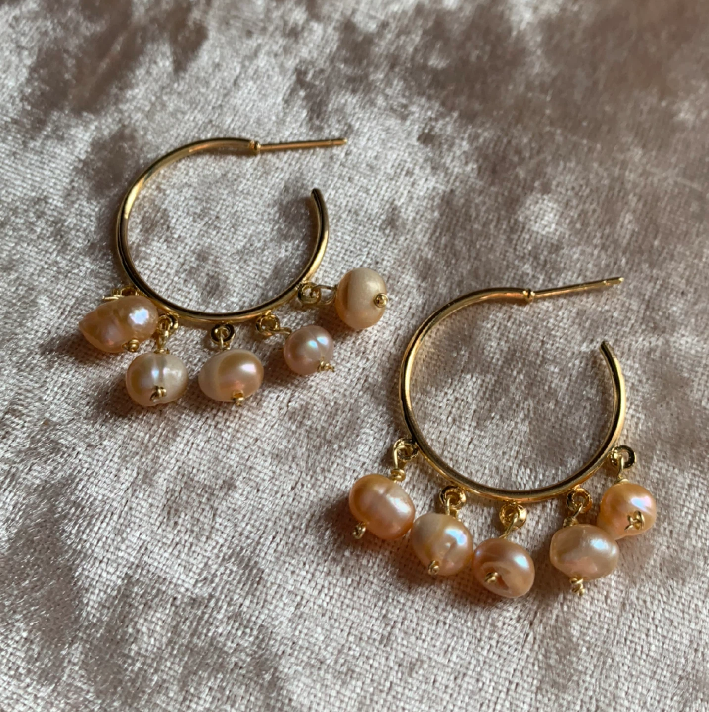 Pearl Drop Hoop Earrings - nude Tone