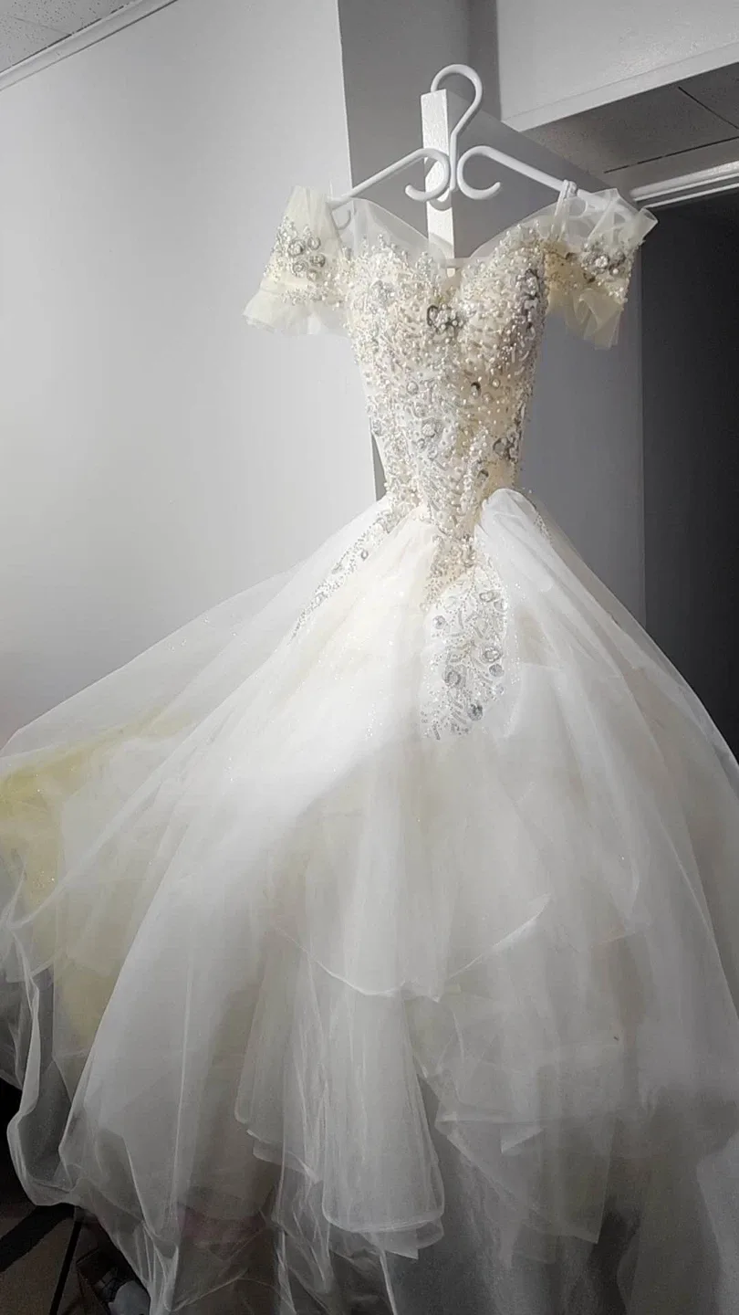 White Embellished Ball Gown