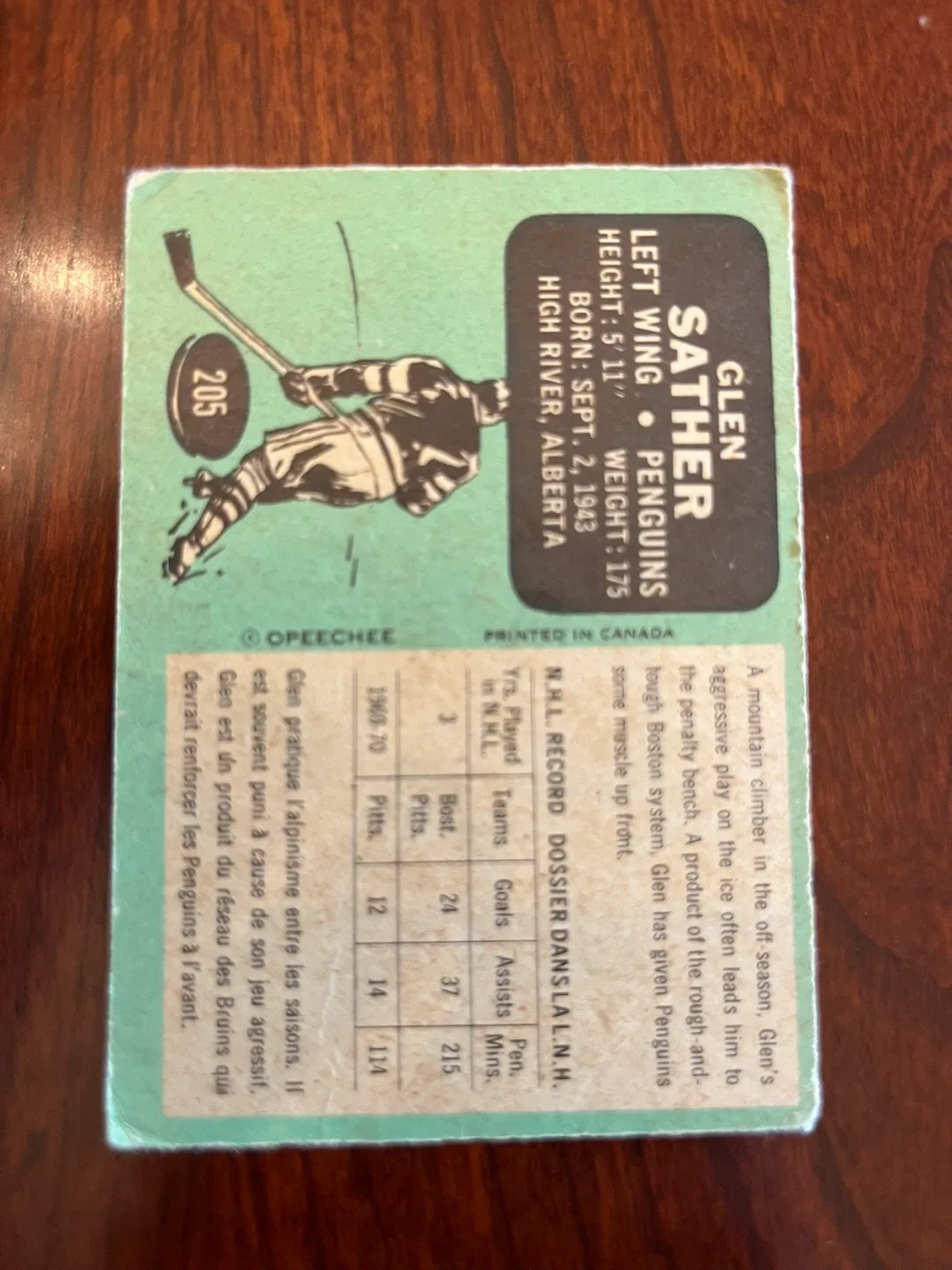 1970-71 O-Pee-Chee Glen Sather Pittsburgh Penguins #205 image indicator(2)