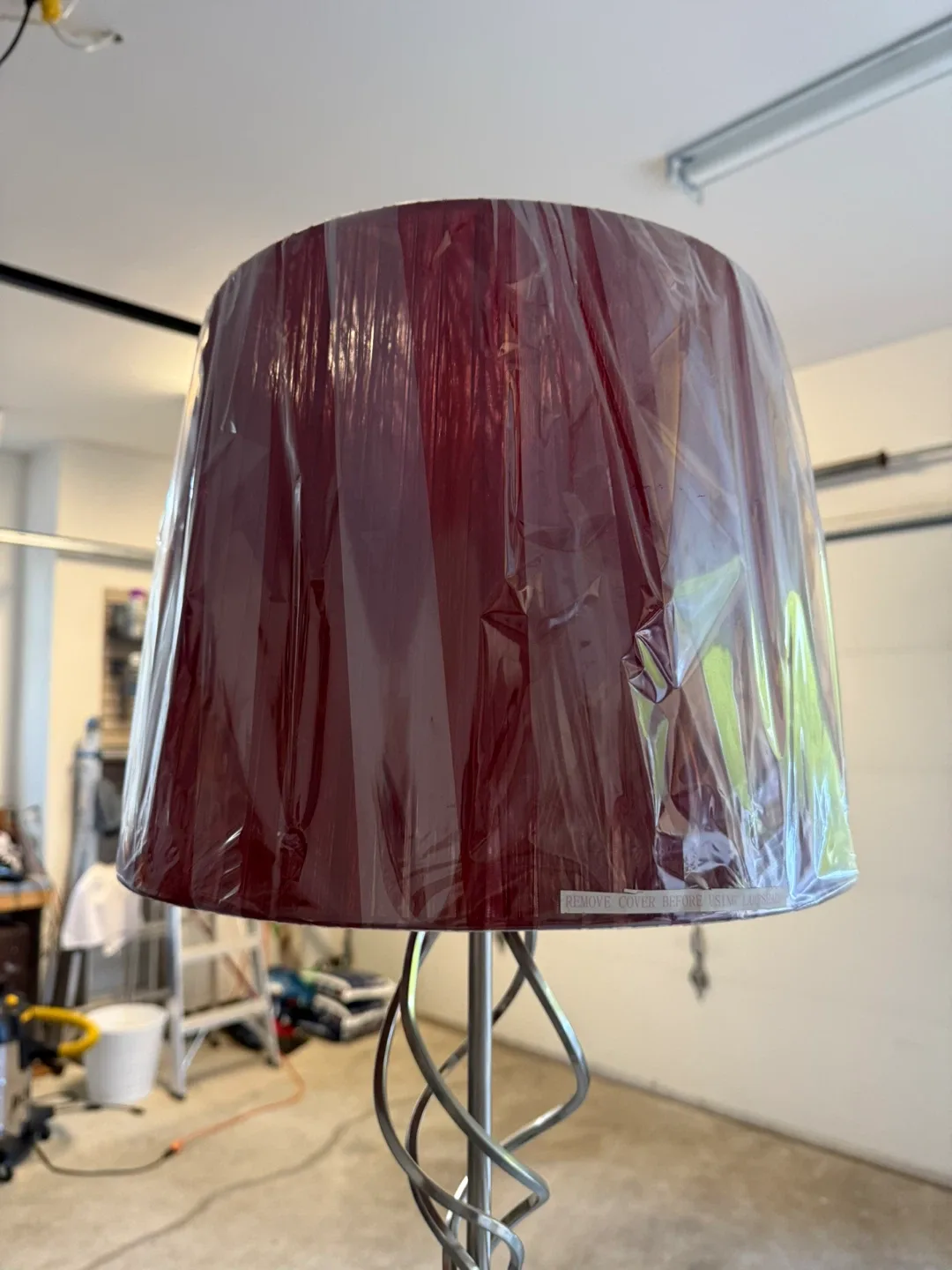 Burgundy Floor Lamp with Silver Stand image indicator(2)