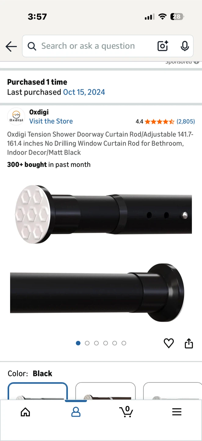 Oxdigi Tension Shower Curtain Rod - Black - photo 3