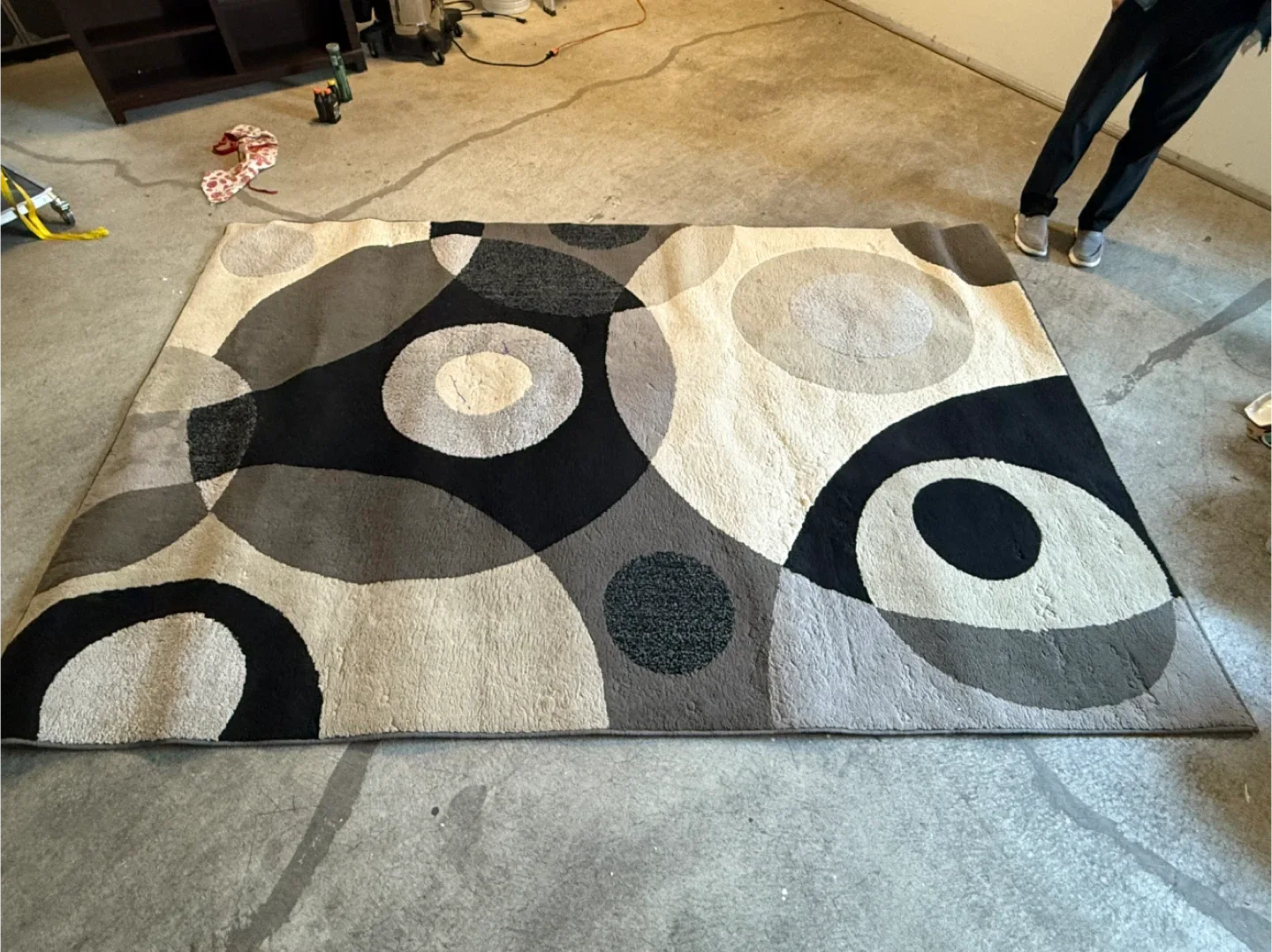 200x300cm Patterned Area Rug - Black, Grey, Cream