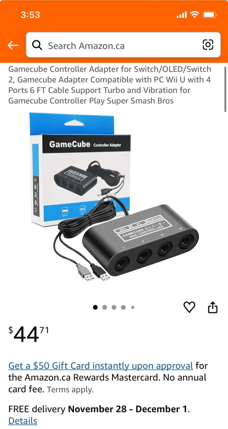 GameCube Controller Adapter for Switch/PC/Wii U