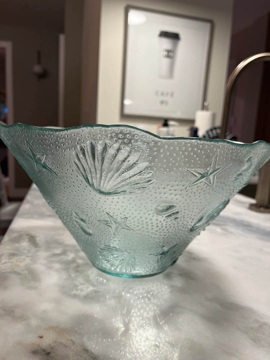 Glass serving bowl , about 9 inches tall image indicator(2)
