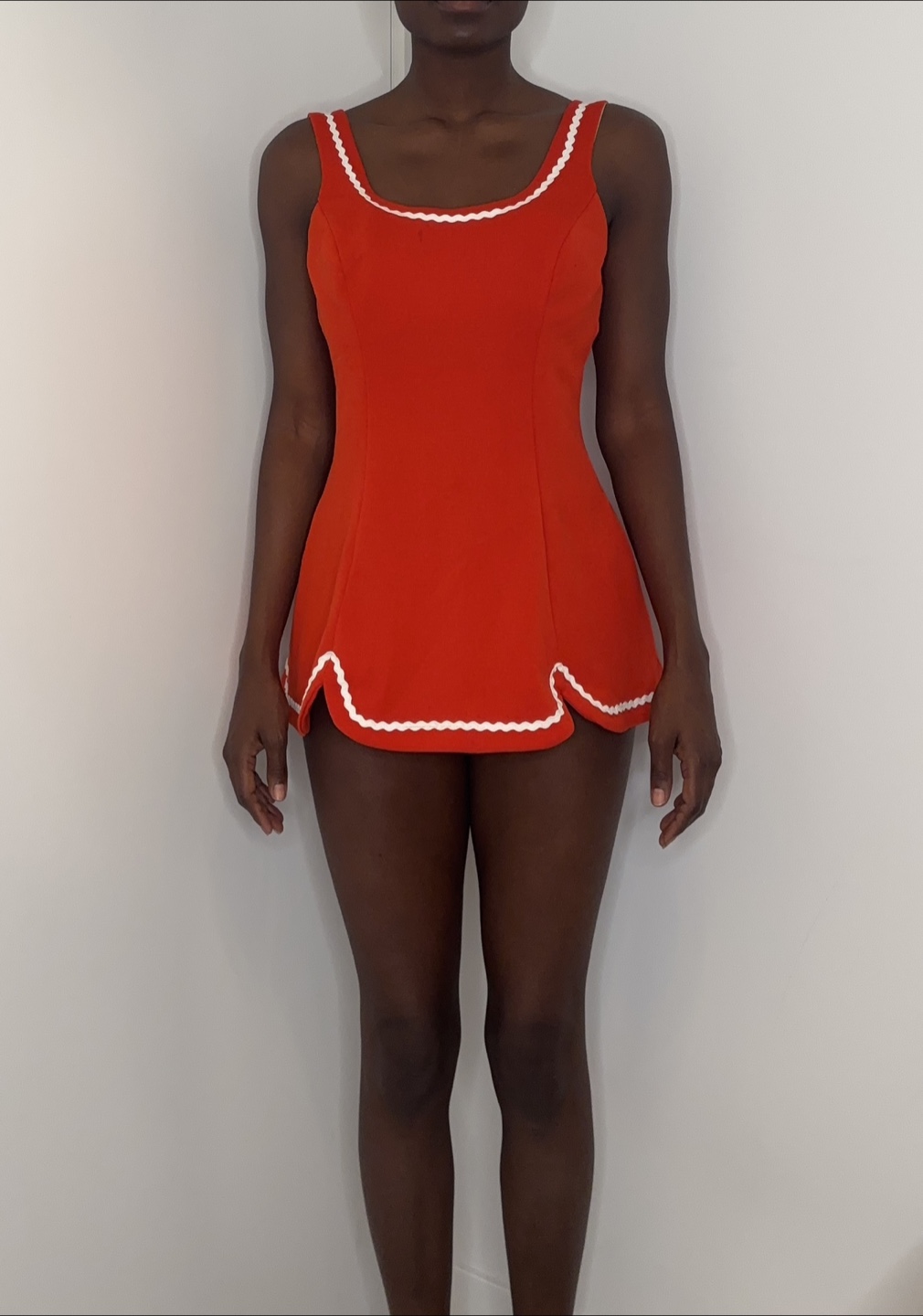 Vintage 60s SANDCASTLE Red Swim Dress Size 14 (Modern S)