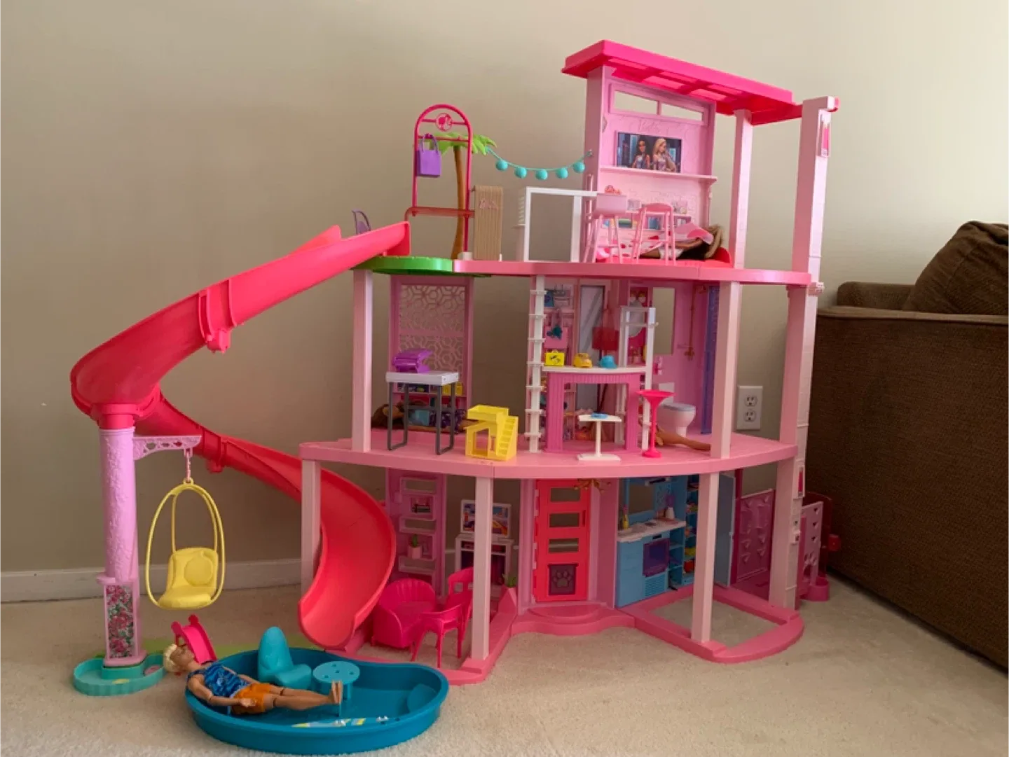 Barbie Dreamhouse Playset with Slide & Pool