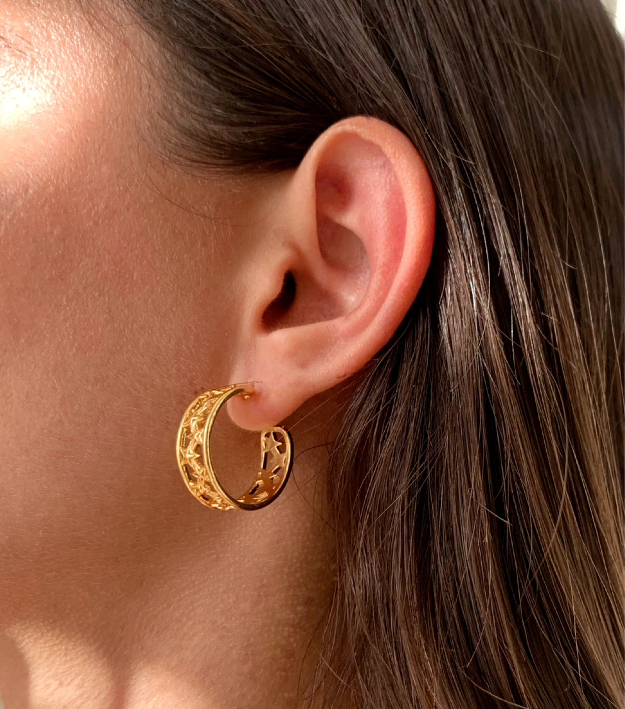 Gold Stars Hoop Earrings