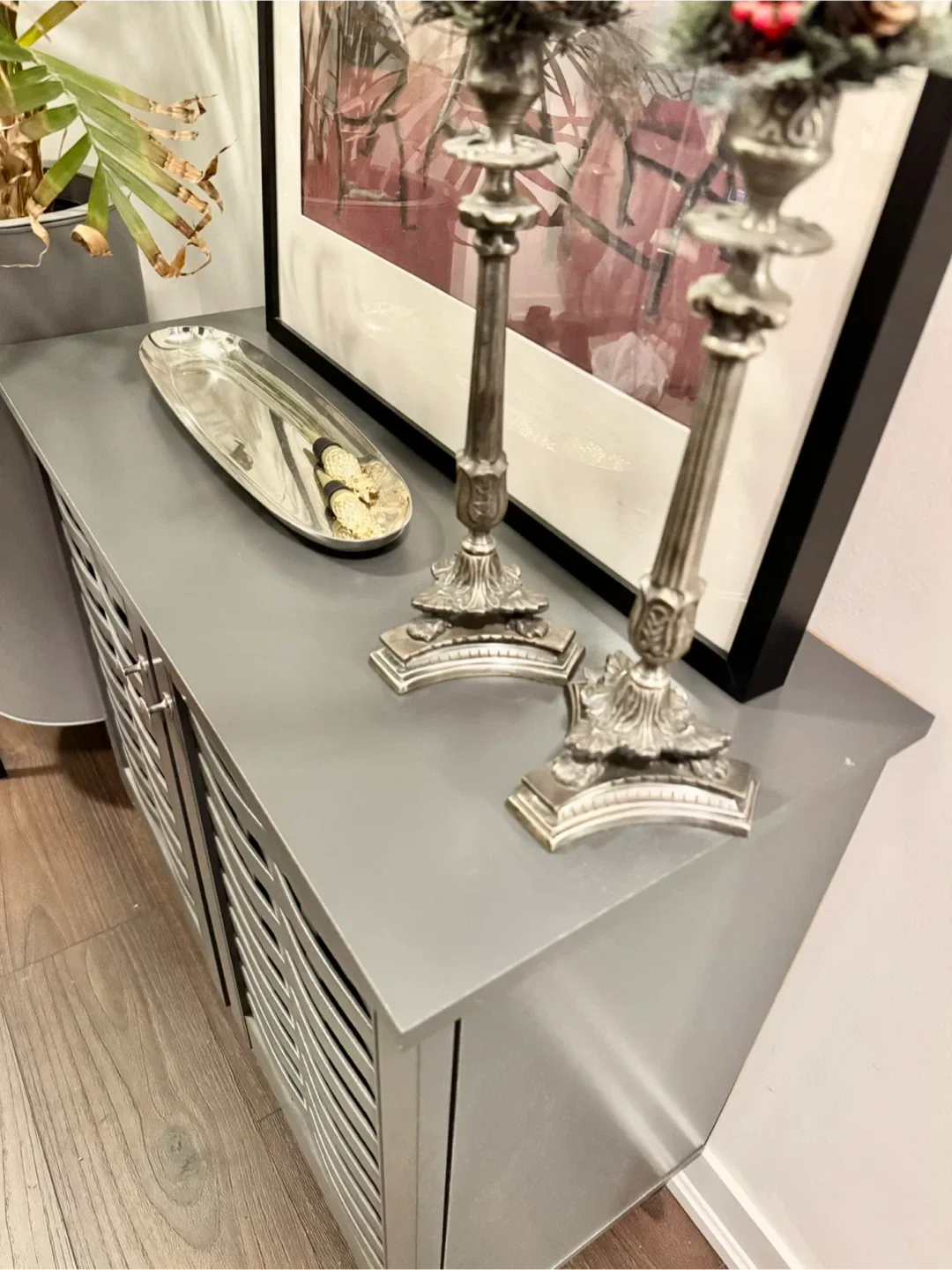 Grey Cabinet with Woven Door Design image indicator(5)