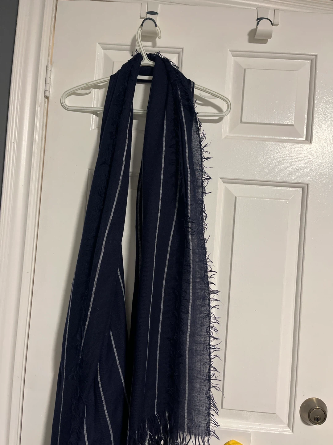 Navy & White Striped Scarf
