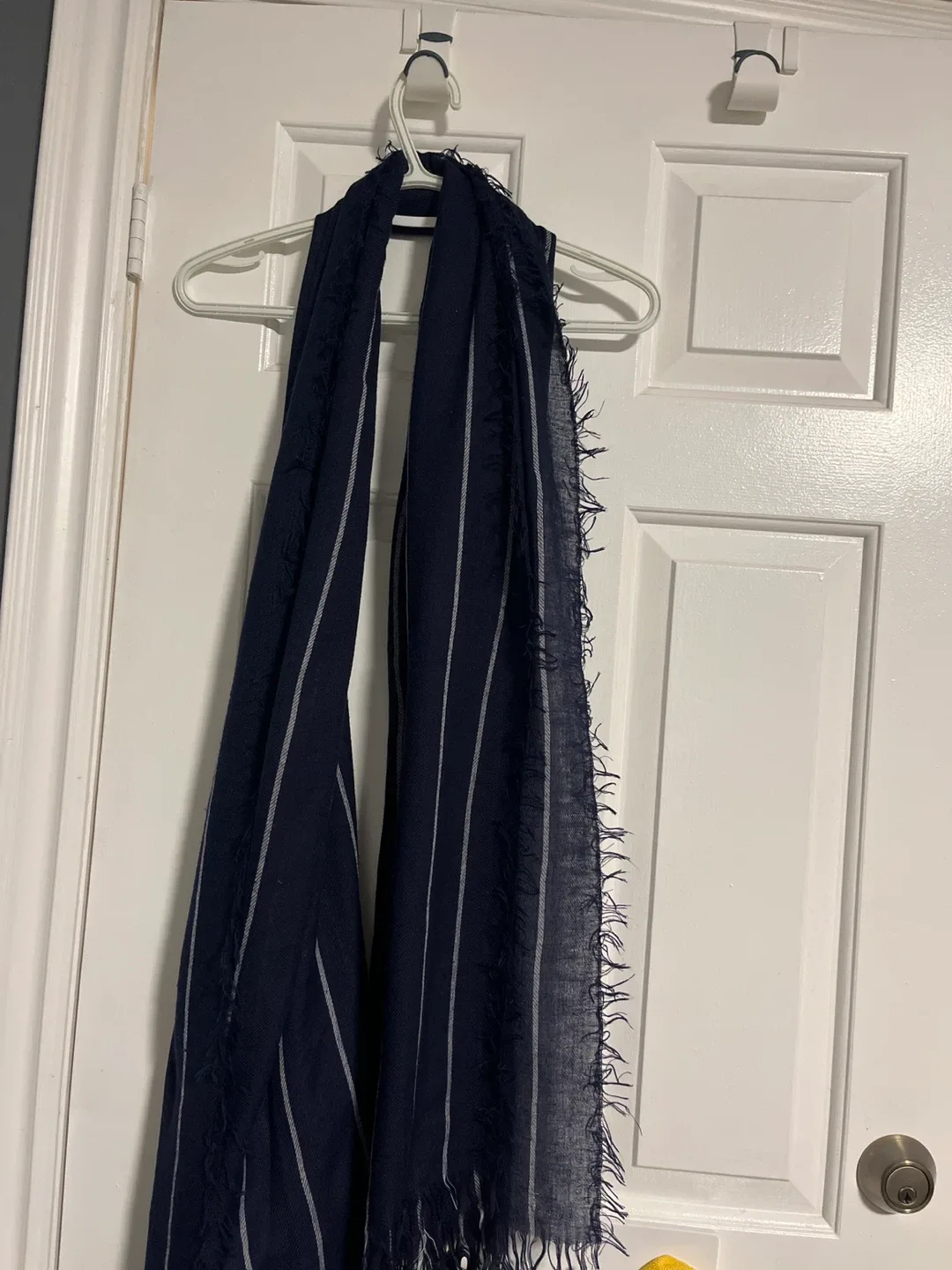 Navy & White Striped Scarf