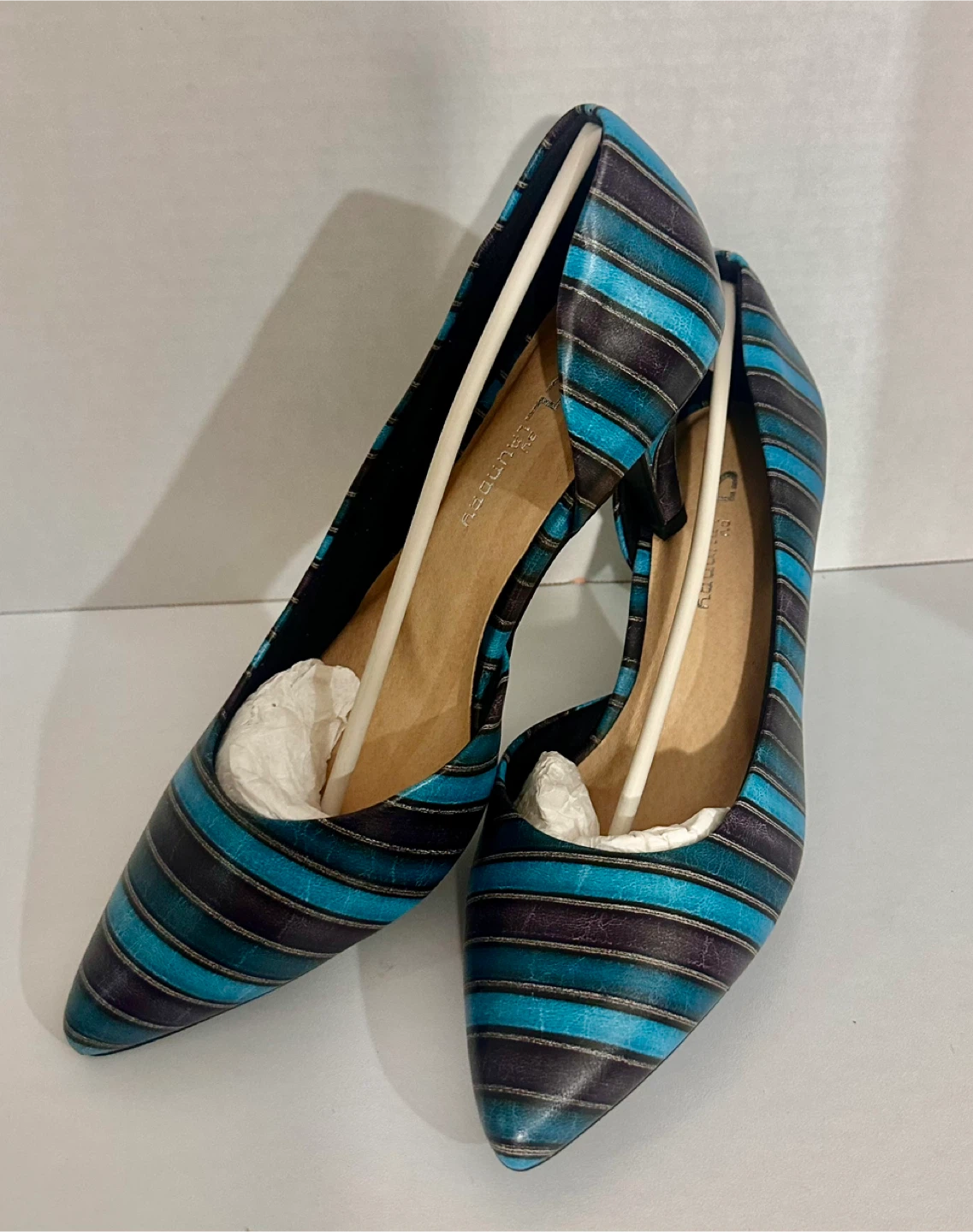 CL by Laundry Heels Size 7.5M Blue/Brown