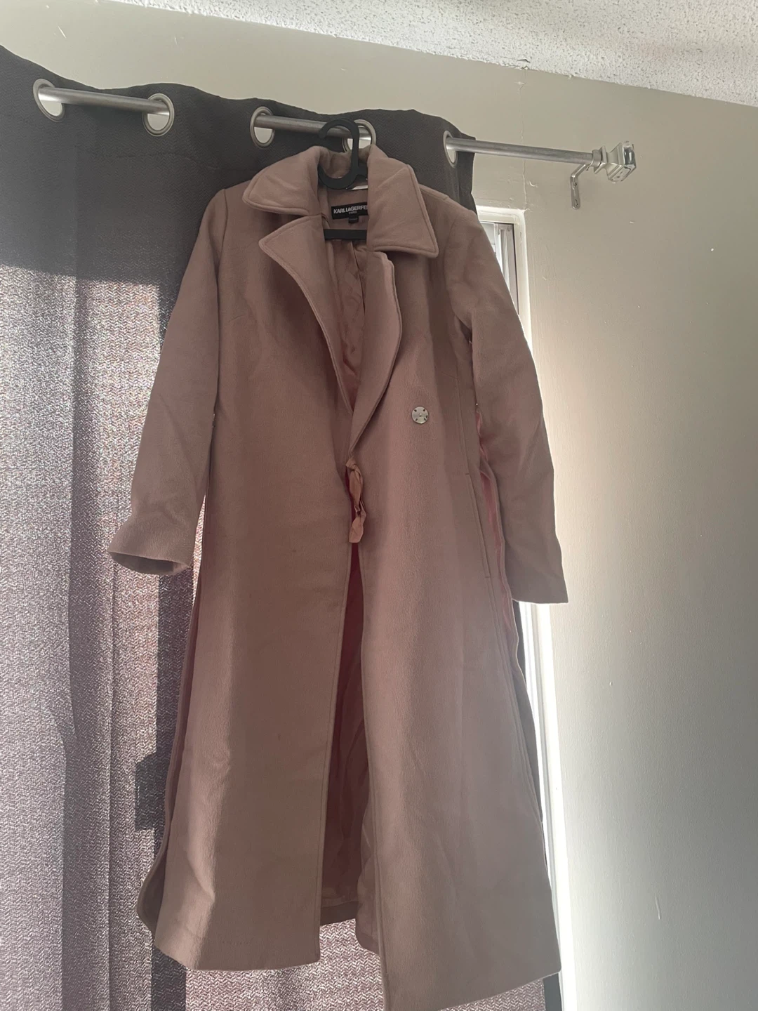 Karl Lagerfeld Paris XS Beige Wool Blend Coat - photo 2