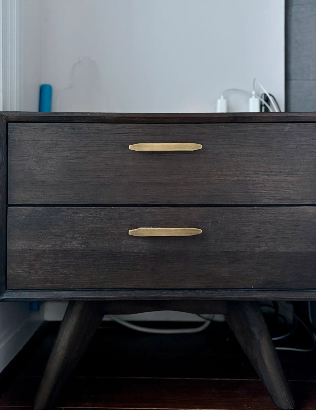 Brown Wood Nightstand - 2 Drawers