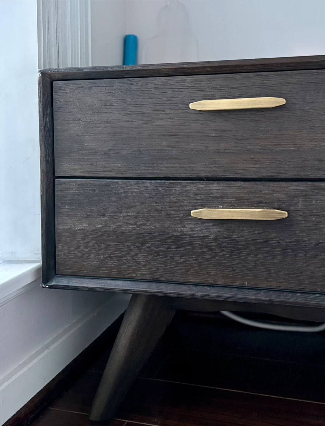 Brown Wood Nightstand - 2 Drawers - photo 2