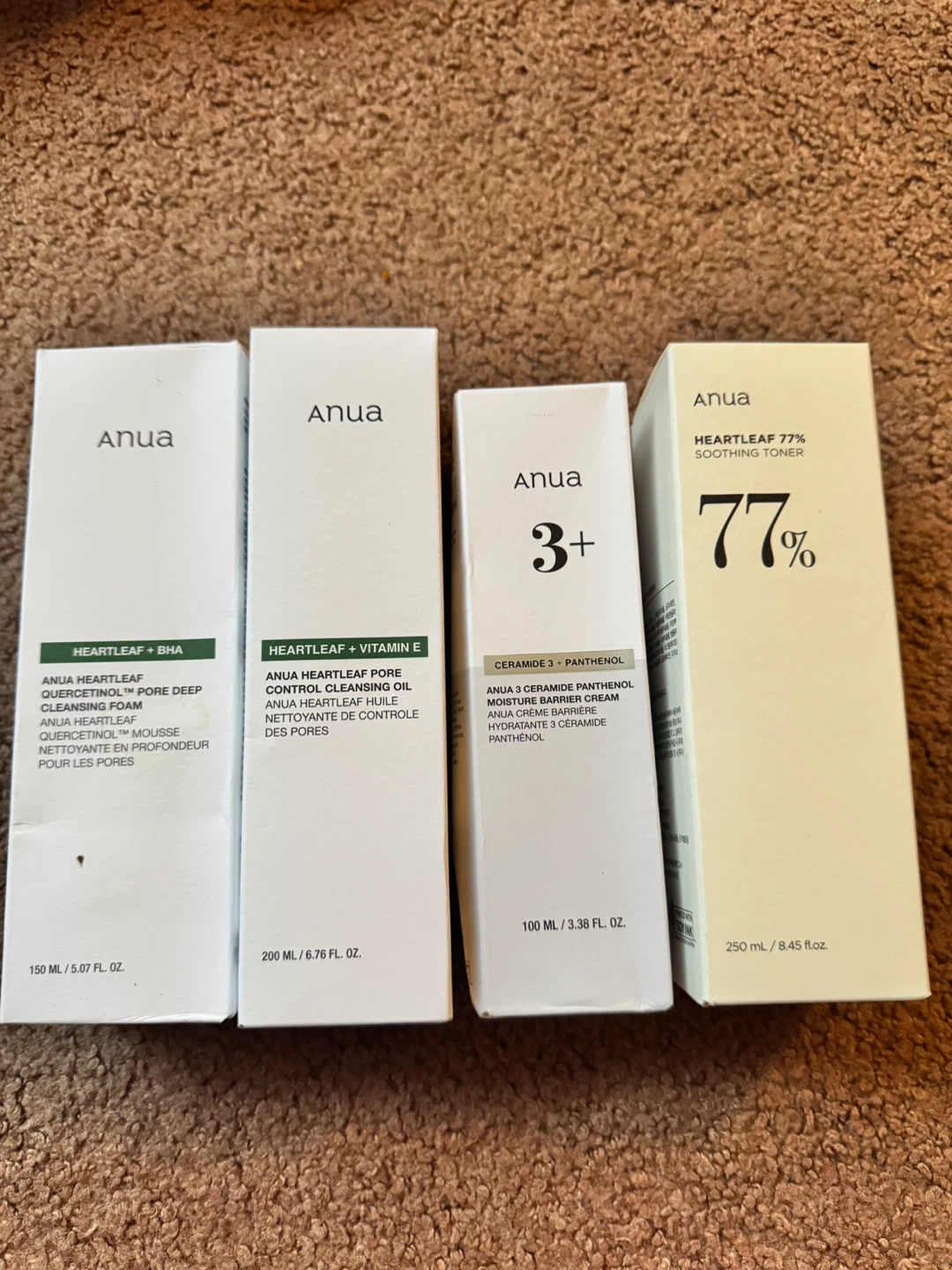 Anua Skincare Set cleansing oil,facewash,toner &moisturiser