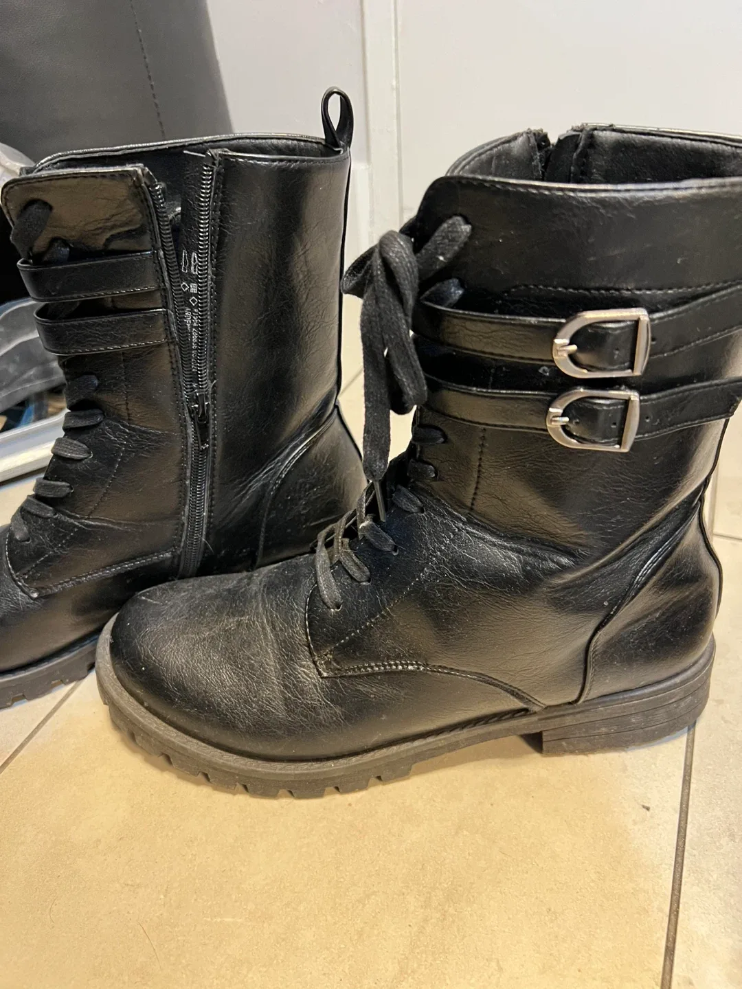 Black Lace-Up Boots, Size 11 image indicator(2)