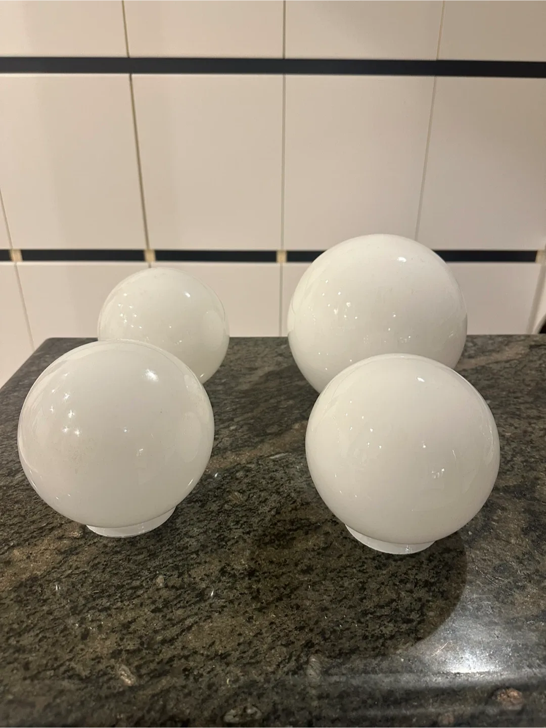 4 White Glass Globe Ceiling Light Fixtures image indicator(4)