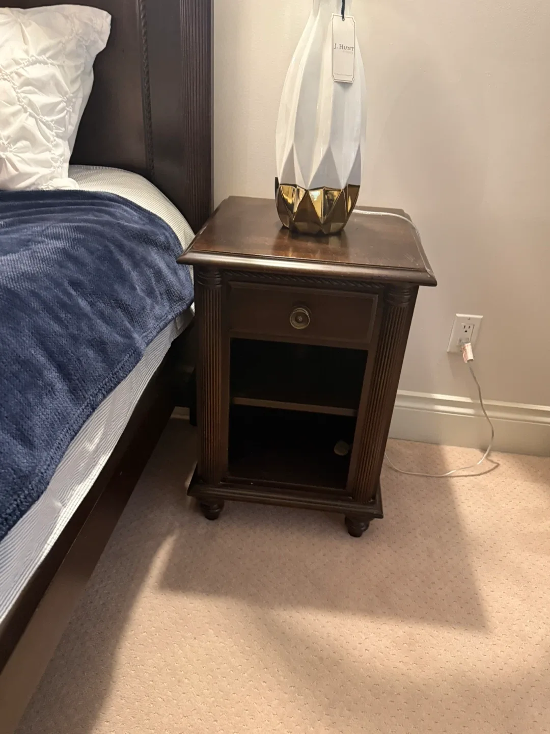 Dark Brown Wood Chest of Drawers ,Nightstands, and Bed Frame image indicator(3)