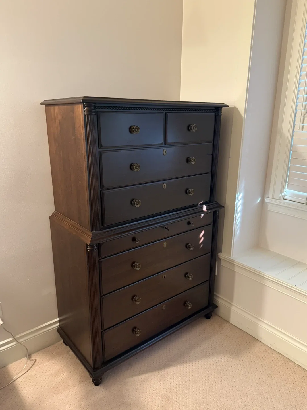 Dark Brown Wood Chest of Drawers ,Nightstands, and Bed Frame image indicator(4)