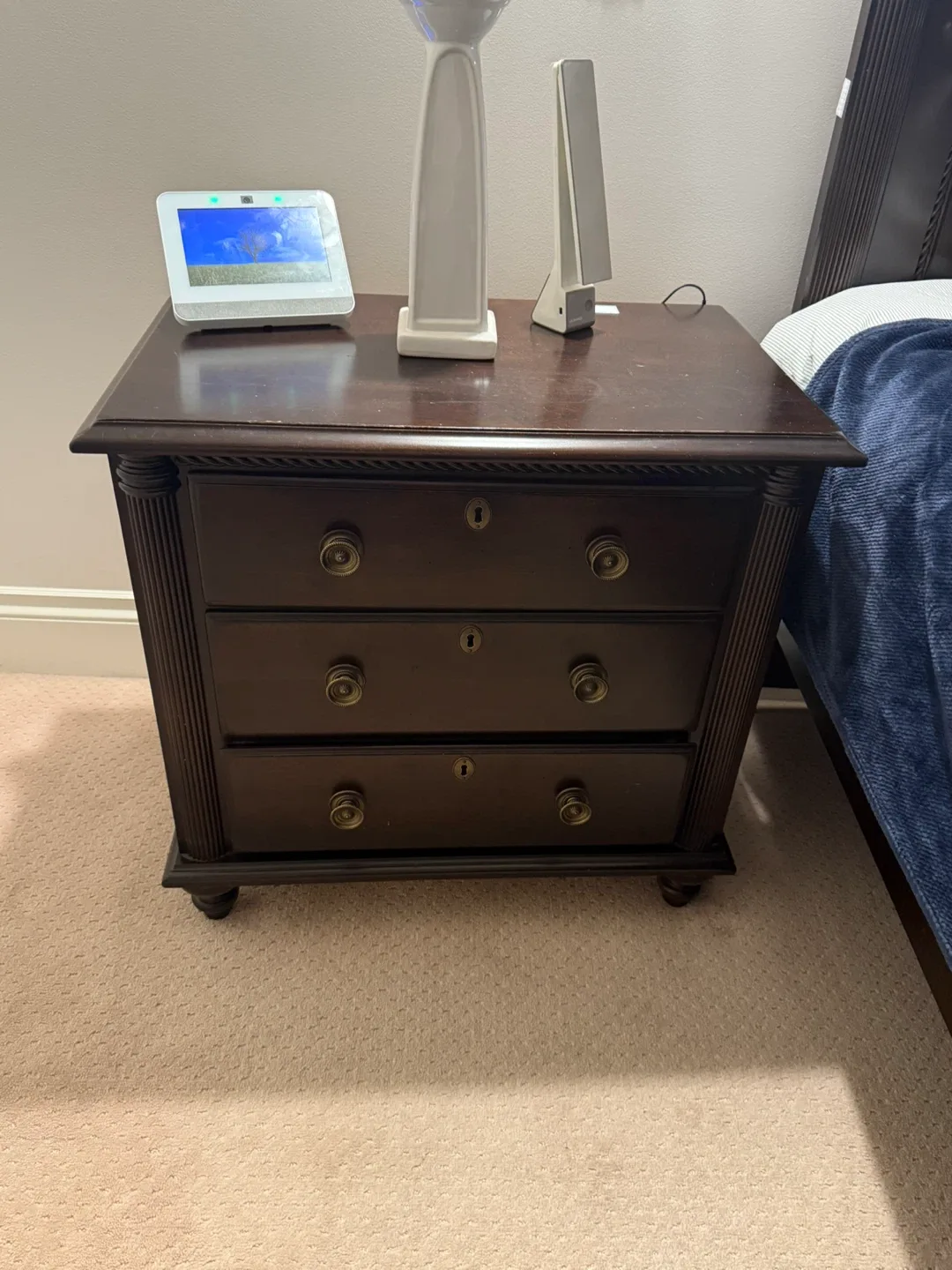 Dark Brown Wood Chest of Drawers ,Nightstands, and Bed Frame image indicator(2)