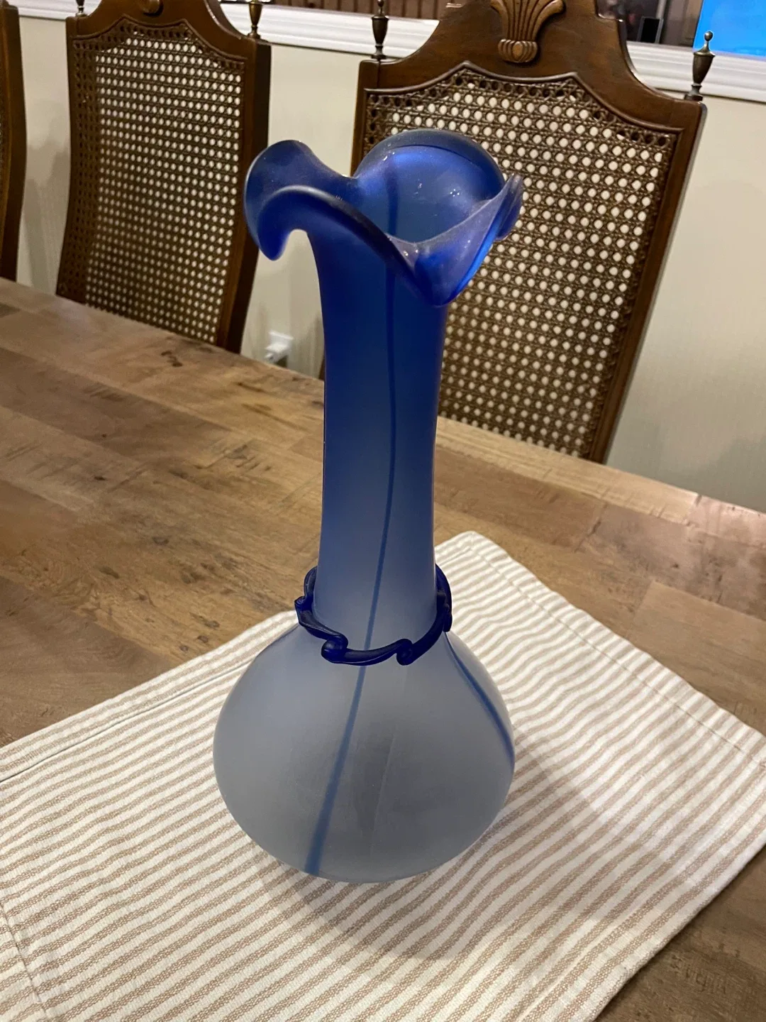 Blown Blue  Art Glass Vase