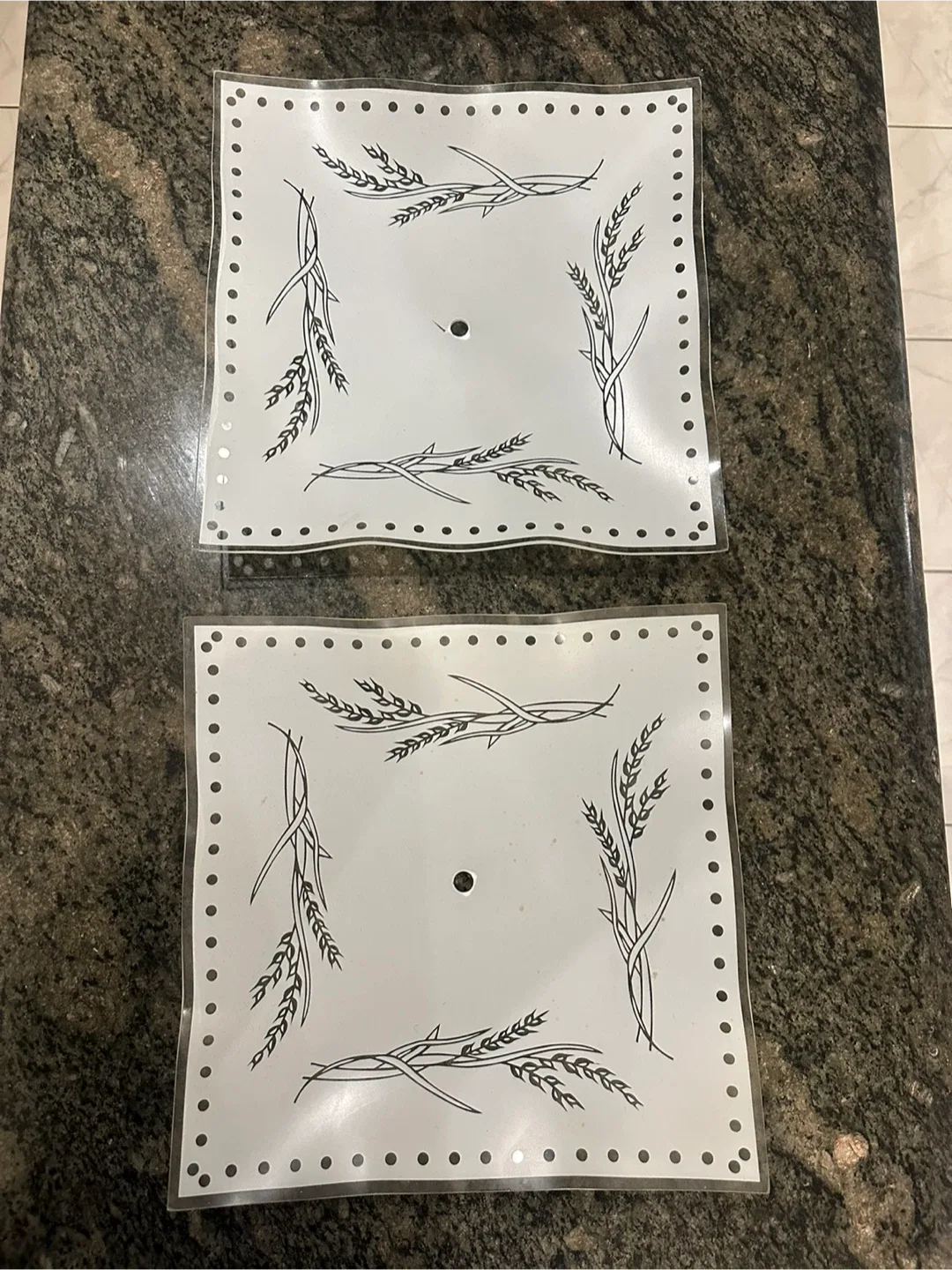 2 Vintage Square Ceiling Light Cover 12”