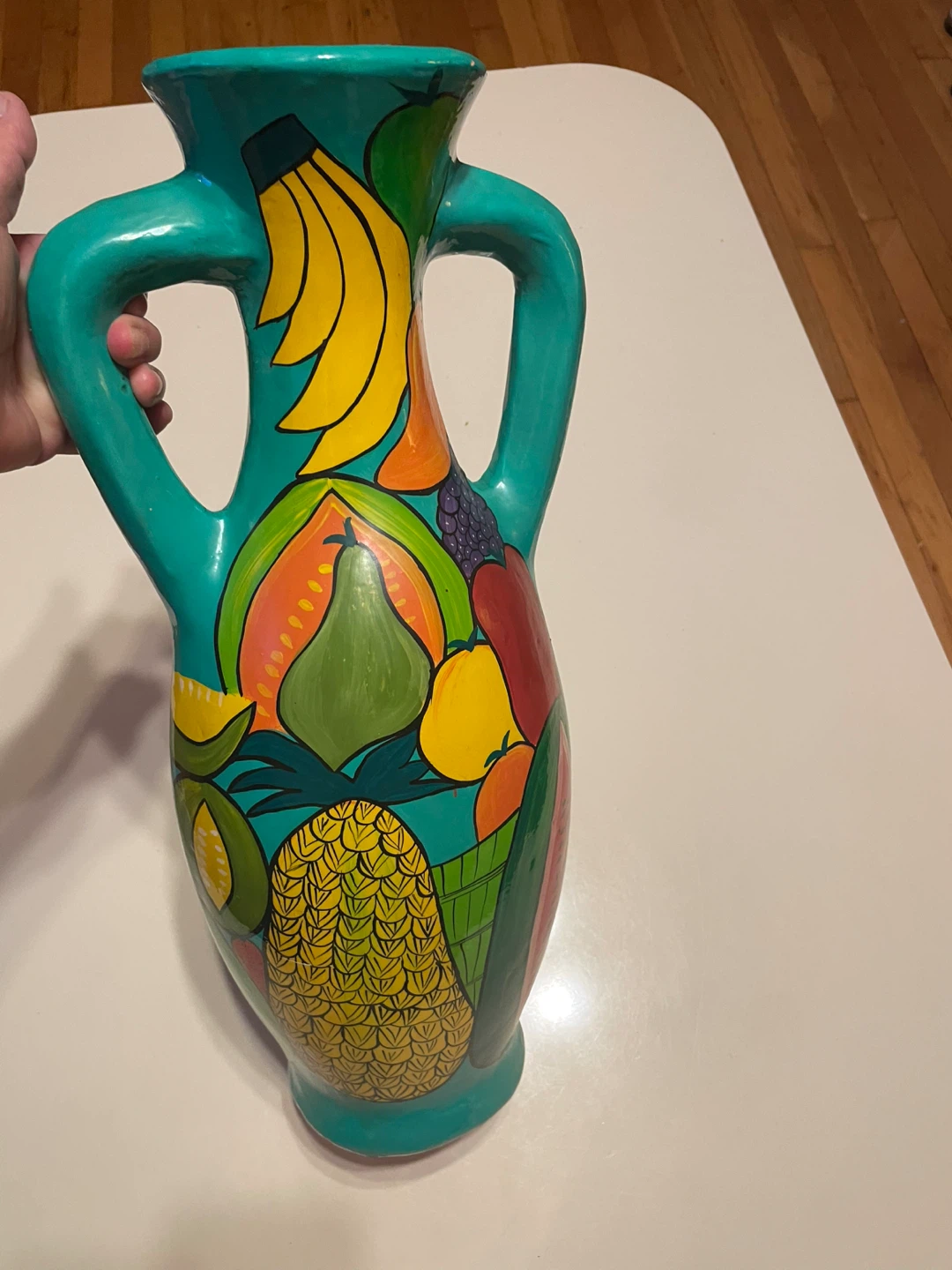 Hand-Painted Fruit Design Vase