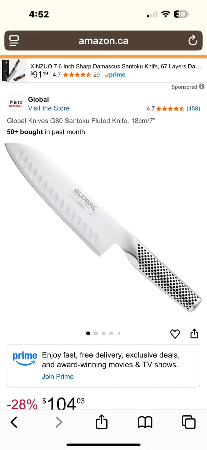 Global 7 inch Santoku Cromova G-80 Stainless Steel Knife image indicator(6)